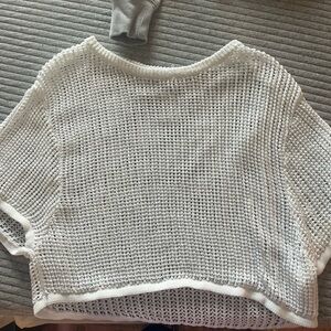 White Knit Mesh Sweater